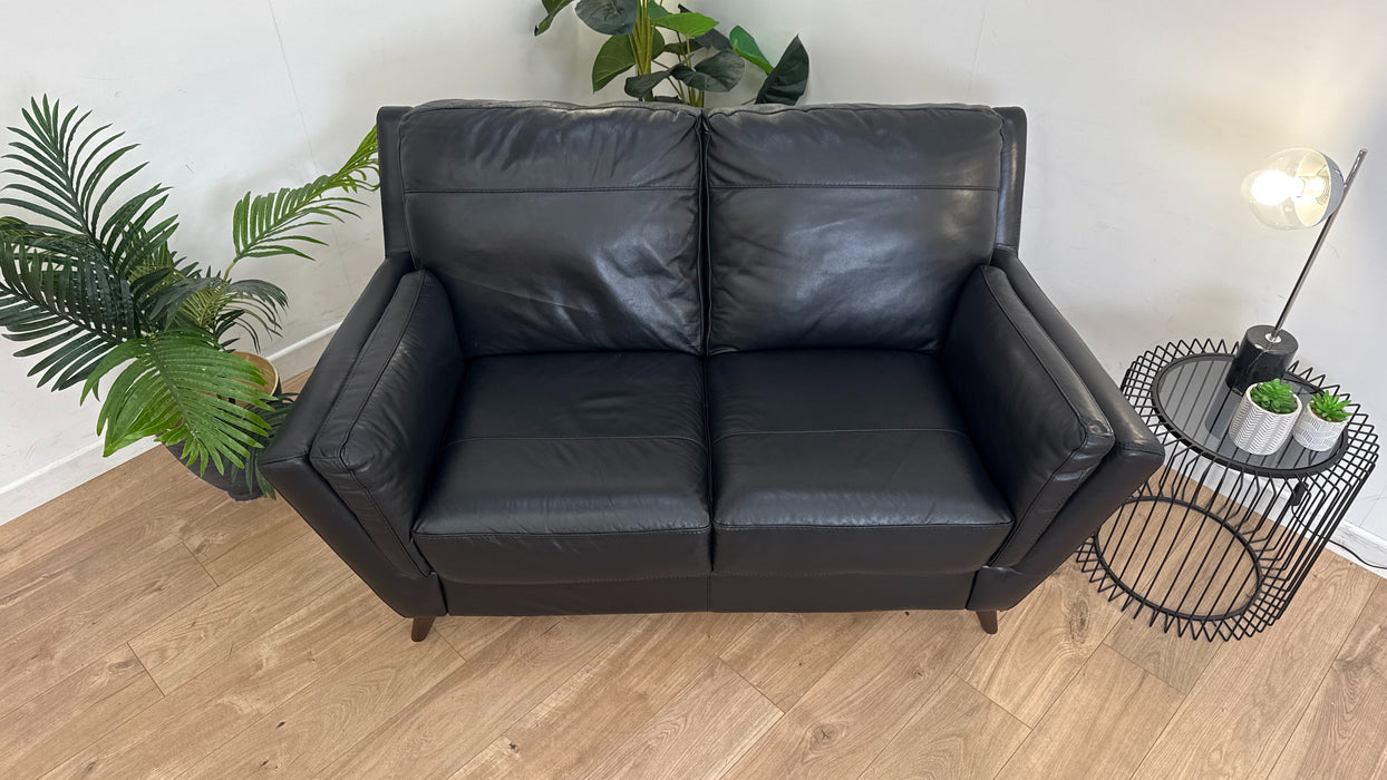 Fellini 2 Seat - Leather Sofa - Alaska Black