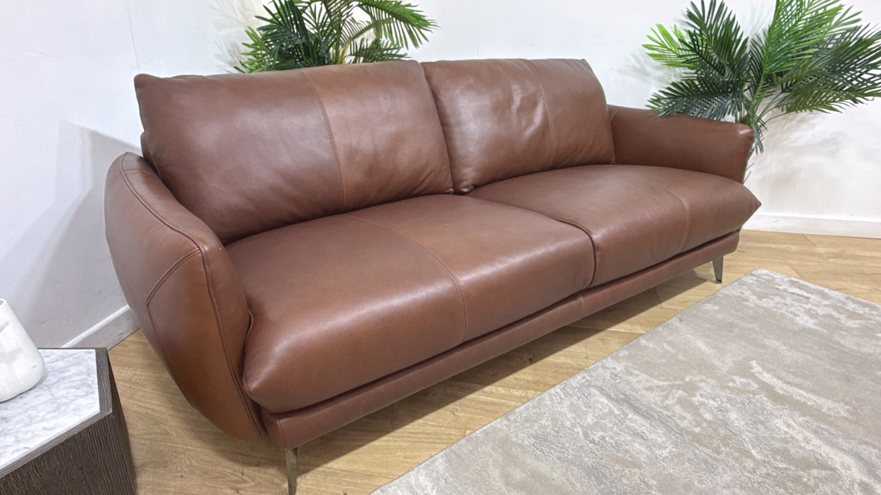 Sofology Adler Leather 3 Seater in Relaxed Soft Brown