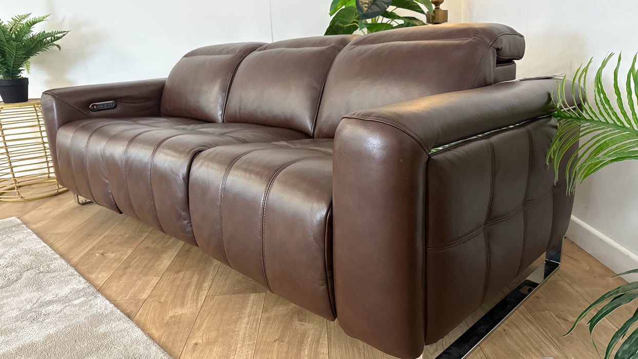 Sofology Marvella Leather 3 Seater Recliner in Trusty Sheen Chocolate