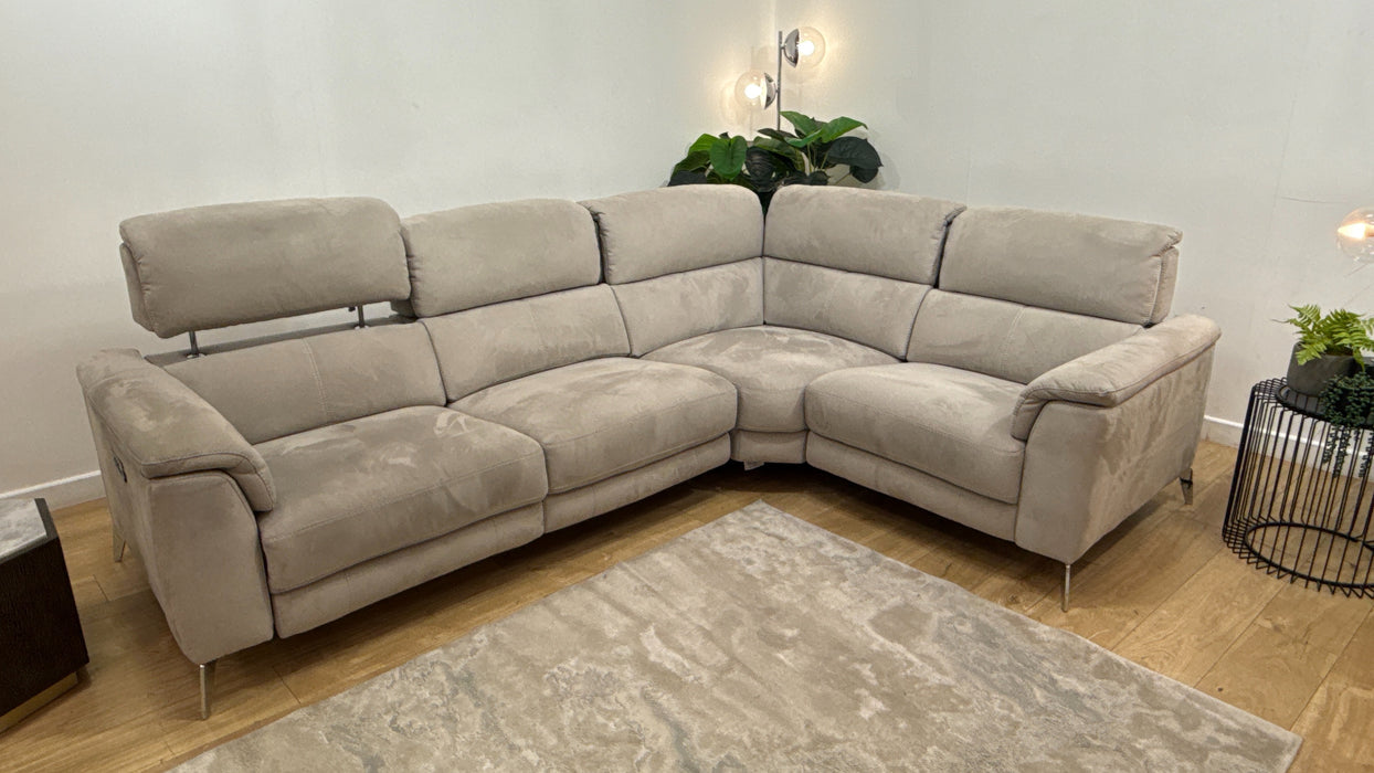 Sofology Illinois Fabric 2 Corner 1 Power Recliner/Headrest x 1 in Lifestyle Textured Grey