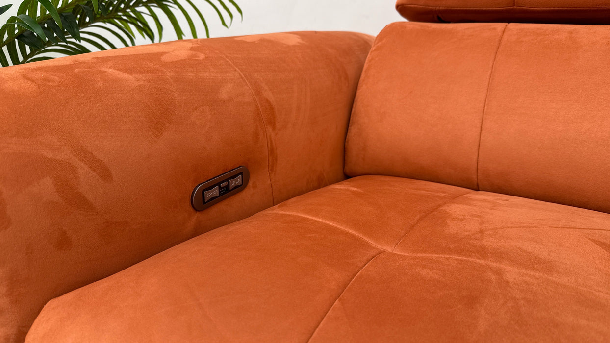 Sofology Cadenza Fabric 2.5 Seater Power Recliner/Headrest in Lifestyle Plush Burnt Orange