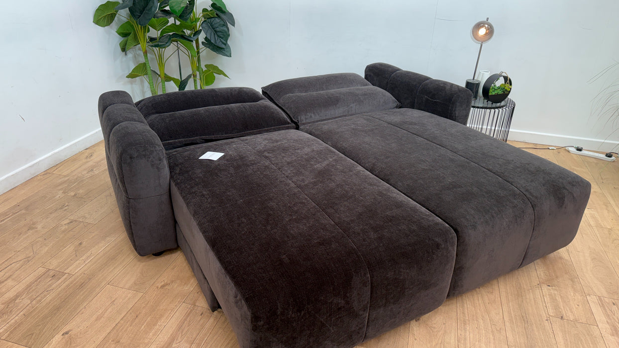 Sofology Sanctuary Fabric 3 Seater Double Power Chaise Power Motion Back in Relaxed Chenille Raisin