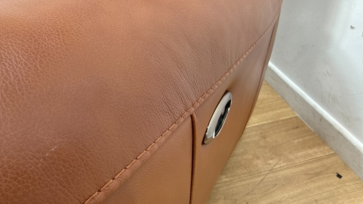 Sofology Radley Leather 3 Seater Split Triple Power Recliner in Metz Caramel