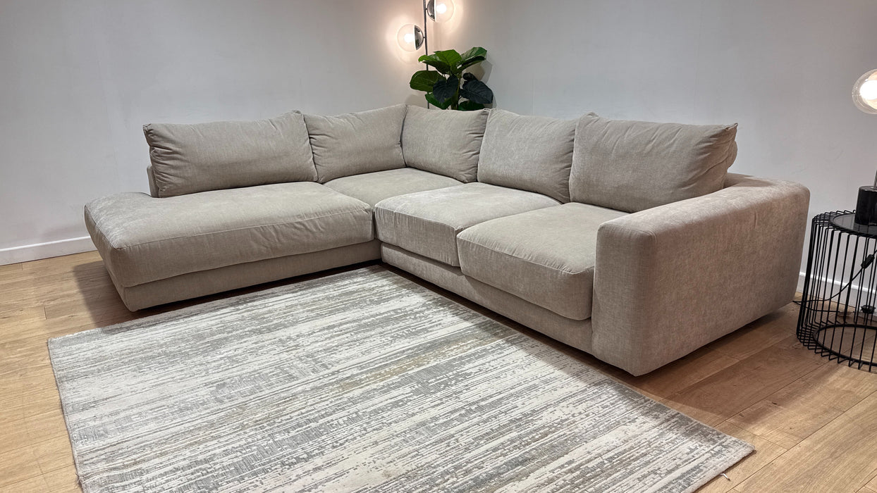 Sofology Amalfi Fabric Chaise 1 Corner 2 in Vintage Chenille Pebble