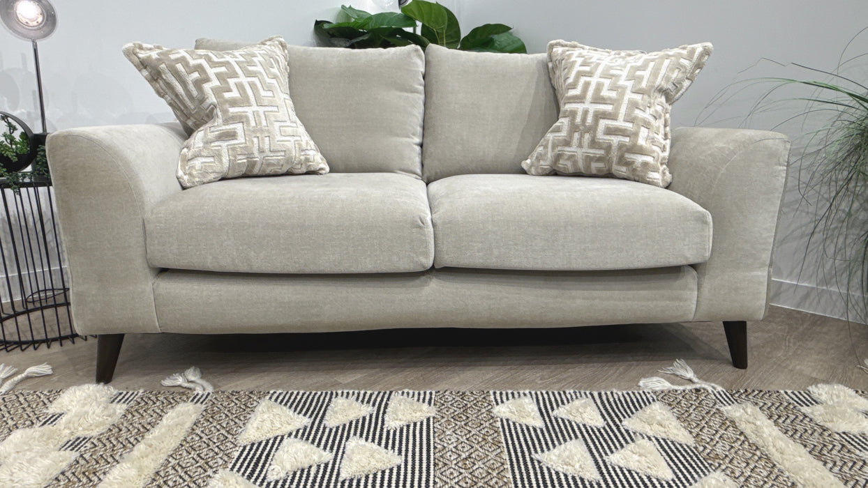 Sofology Mayfair Fabric 2 Seater Foam Seats in Soft Chenille Linen/Pearl Mix