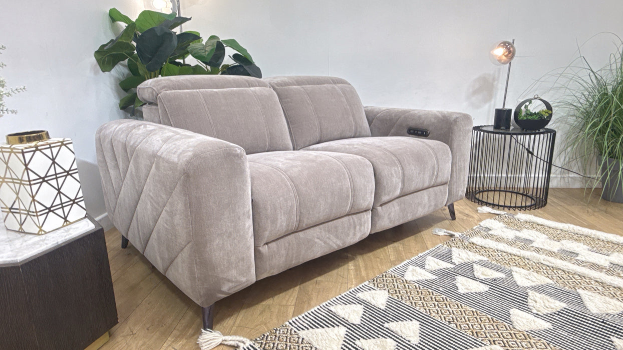 Sofology Allure Fabric 2 Seater Power Recliner/Headrest in Relaxed Chenille Nutmeg