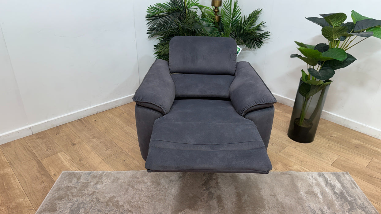 Sofology Hugo Fabric Chair Power Recliner/Headrest in Lifestyle Flecked Charcoal