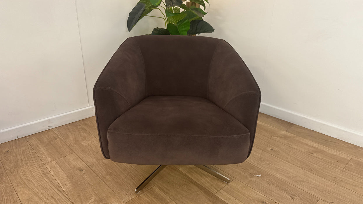 Sofology Adler Fabric Swivel Chair in Lifestyle Mottled Dark Chocolate