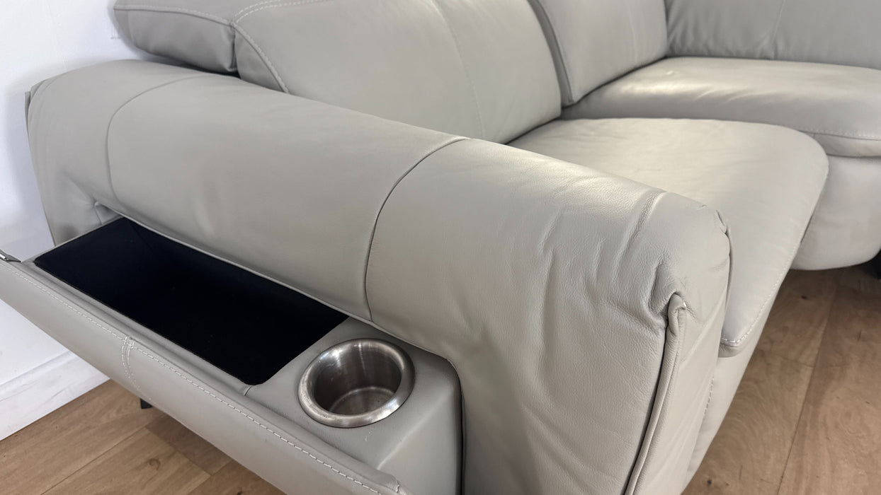 Venosa Left Hand Leather Corner Sofa in Grey Mist