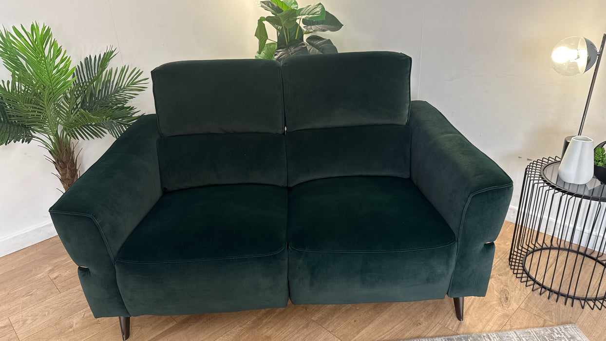 Sofology Dakota Fabric 2 Seater Power Recliner/Headrest in Lifestyle Mottled Dark Green