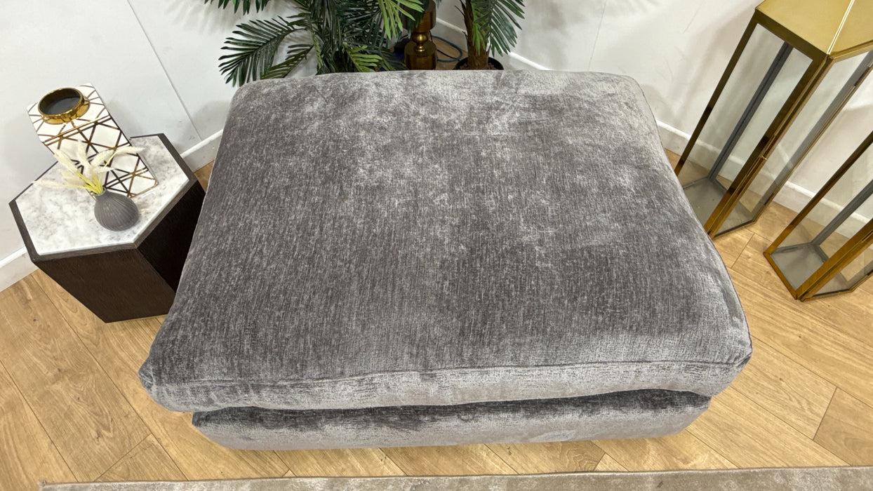 Sofology Bellagio Fabric Footstool Extra Flex Filling in Chunky Luxe Chenille Charcoal