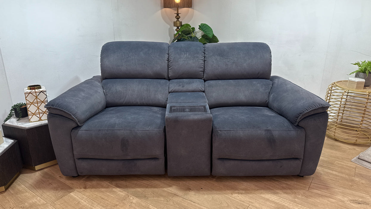 Sofology Hugo Fabric 2.5 Seater Console Power Recliner/Headrest in Lifestyle Flecked Charcoal