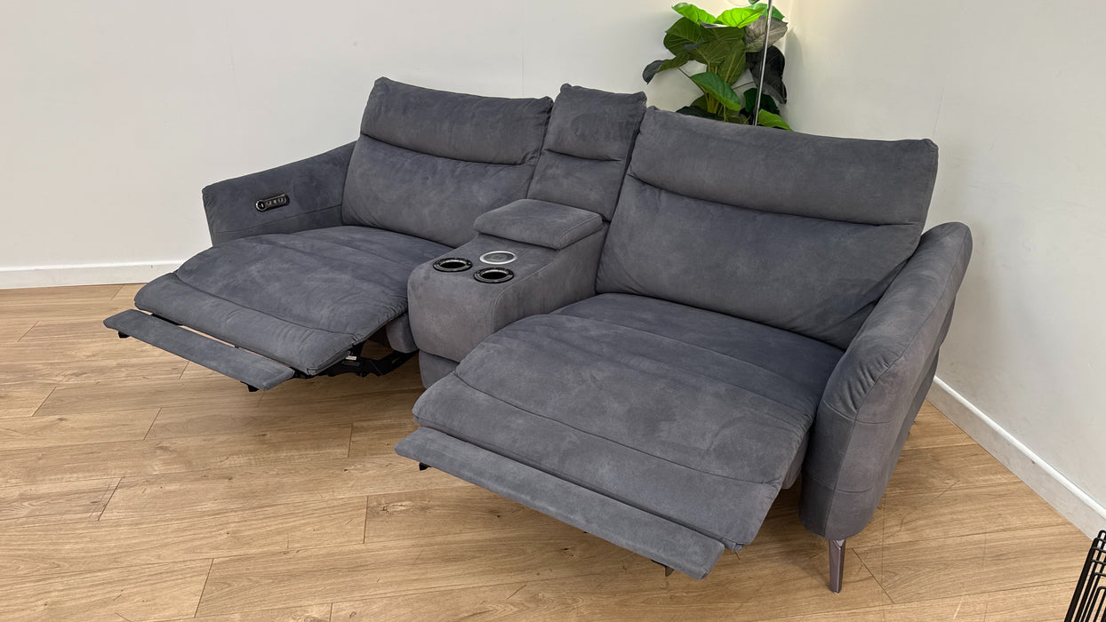 Sofology Renato Fabric 2.5 Seater Console Power Recliner Speakers in Dexter Charcoal