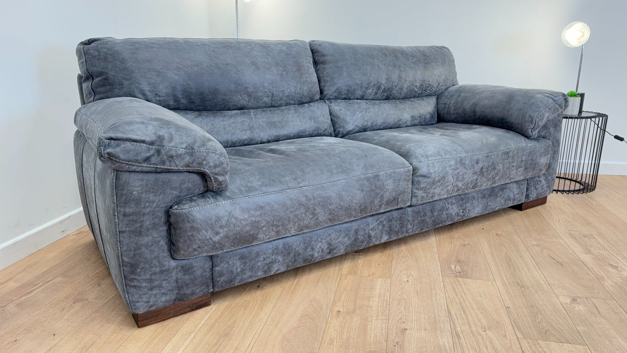 Santino 3 - Leather Sofa - Utah Grey