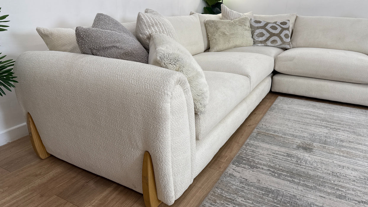 Sofology Marble Arch Fabric 3 Corner 3 in Camden Wood Trim Ecru Mix