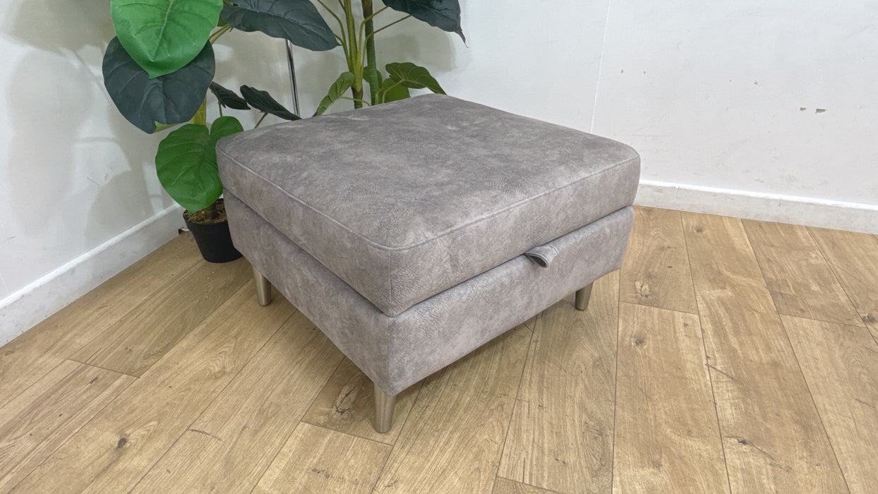 Sofology Hackney Fabric Storage Memory Foam Footstool in Lifestyle Dapple Silver