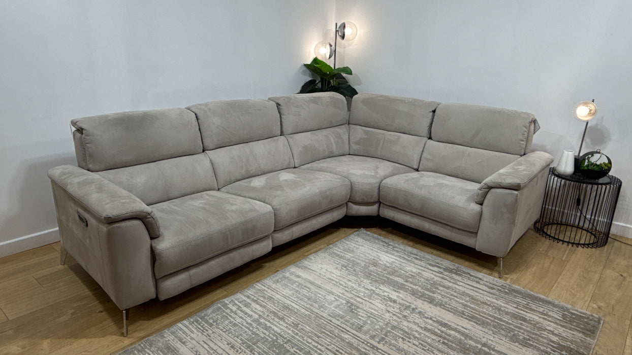 Sofology Illinois Fabric 2 Corner 1 Power Recliner/Headrest x 1 in Lifestyle Textured Grey