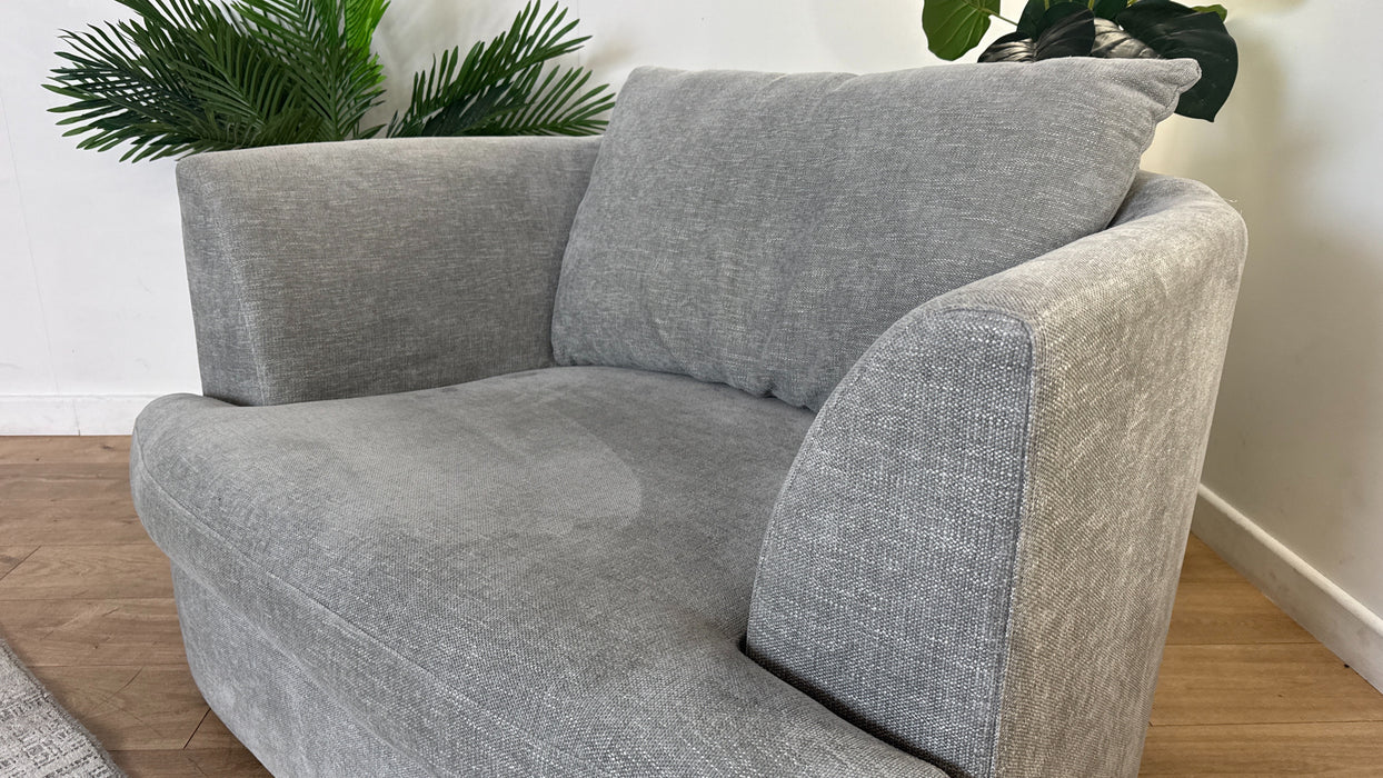 Sofology Chloe Fabric Loveseat Full Back in Linen Look Chenille Grey Mix