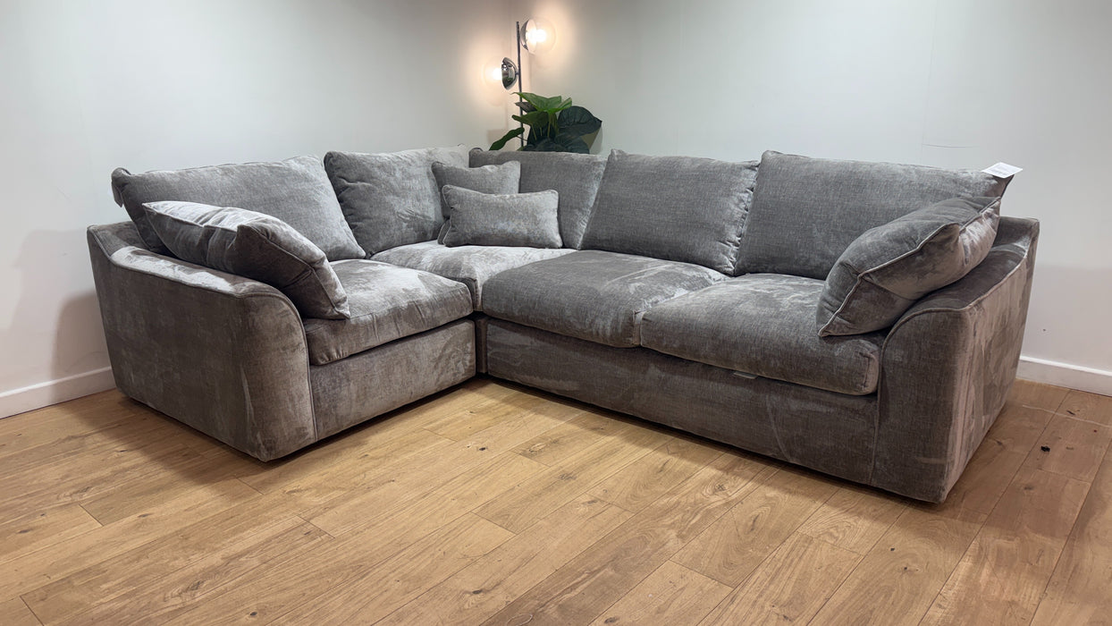 Sofology Georgio Fabric 1 Corner 3 Feather Flex Seats in Luxe Chenille Pewter