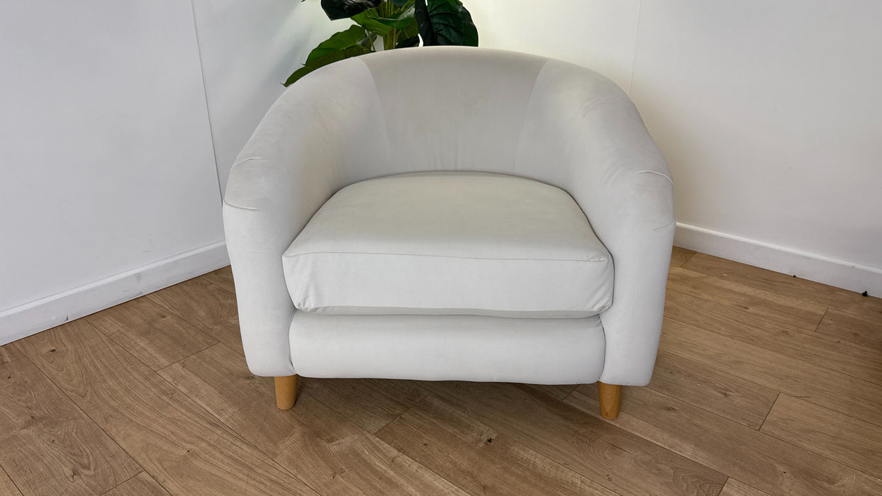 Sofology The Oscar Fabric Accent Chair in Super Matt Velvet Ecru