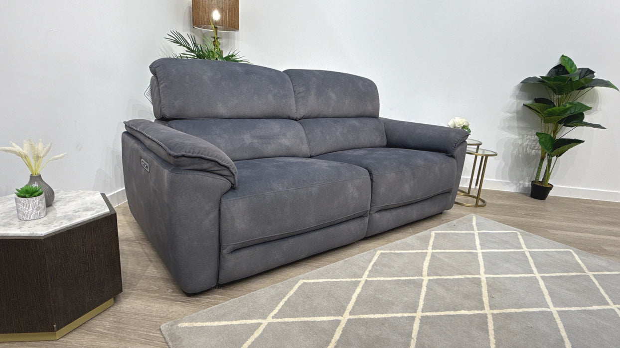 Sofology Hugo Fabric 2.5 Seater Power Recliner/Headrest in Lifestyle Flecked Charcoal