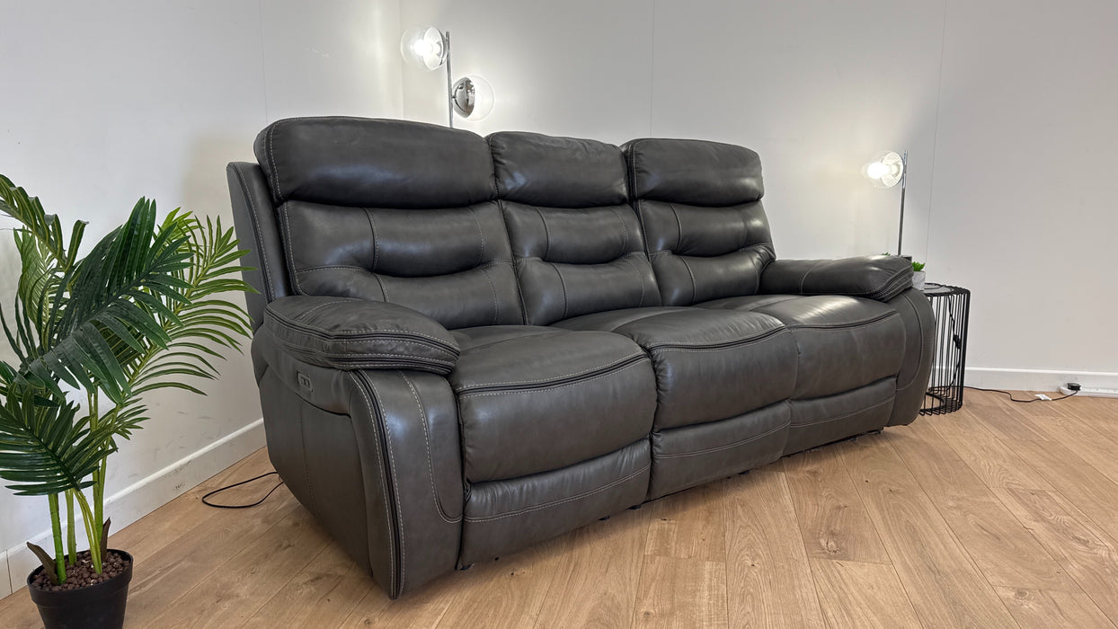 Vinson 3 Seater - Leather Power Reclining Sofa - Graphite