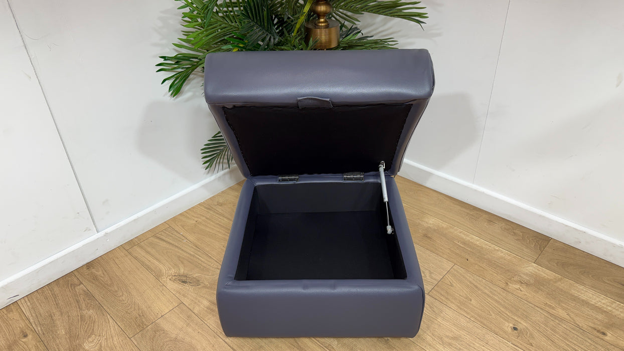 Sofology Albion Leather Storage Footstool in Lavender Grey