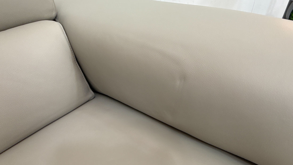 Sofology Fratelli Leather 2.5 Seater Power Recliner/Headrest in Trusty Embossed Light Grey