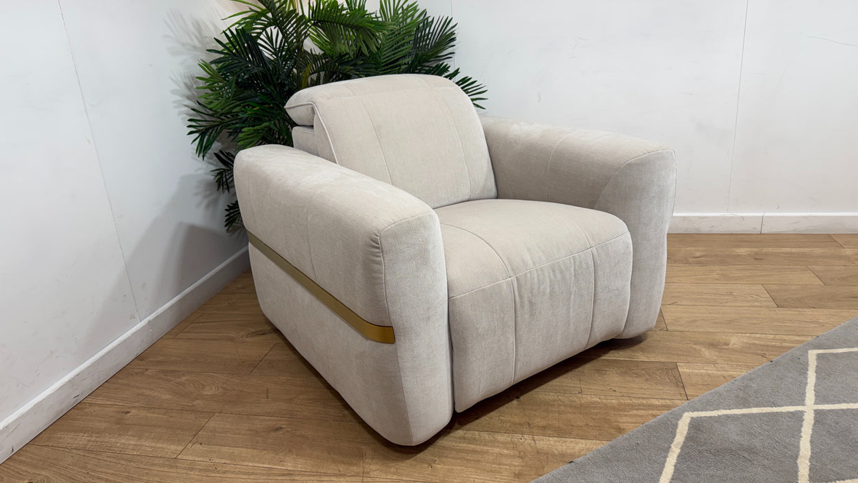 Sofology Lumiere Fabric Chair Power Recliner/Headrest in Relaxed Chenille Cotton