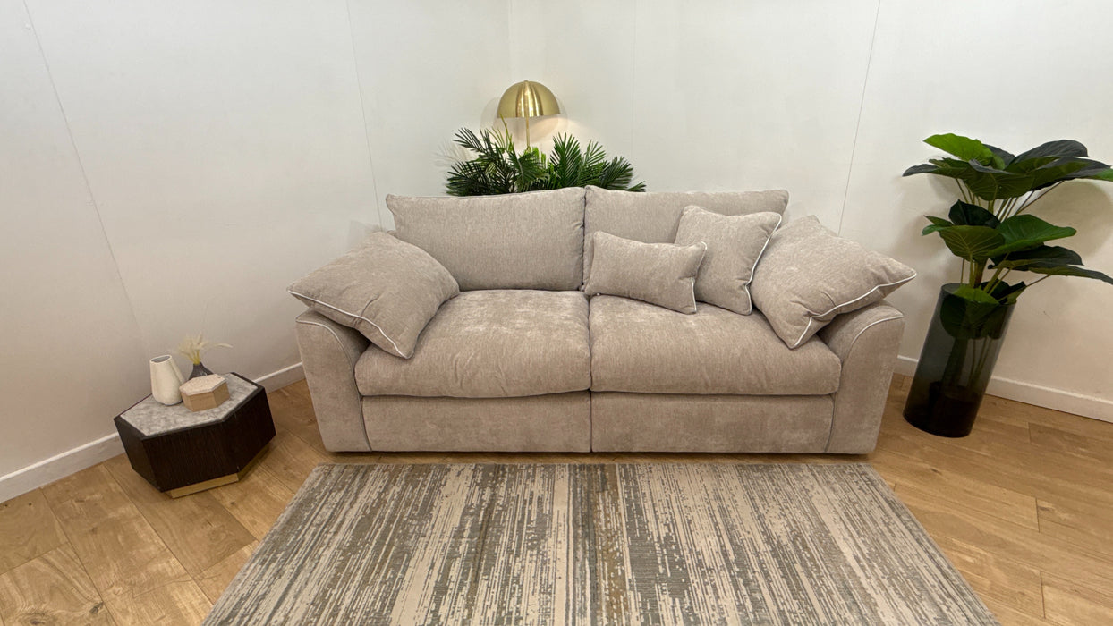 Sofology Georgio Fabric 4 Seater Split Feather Flex Seats in Lifestyle Plush Chenille Stone Mix