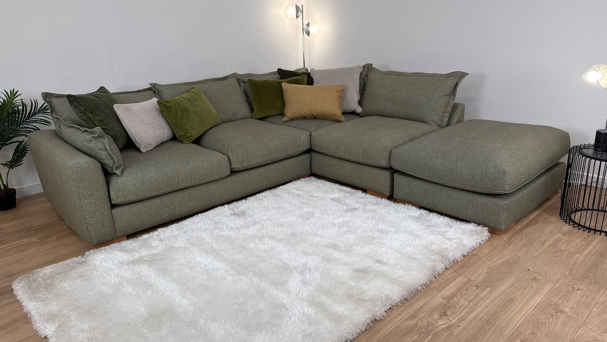 Gaia 3 Corner 1.5 Terminal - Fabric Sofa   - Gaia Buckingham Olive Mix