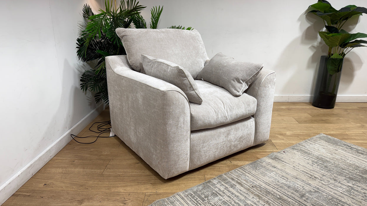Sofology Georgio Fabric Chair Feather Flex Seat in Luxe Chenille Oyster Mix