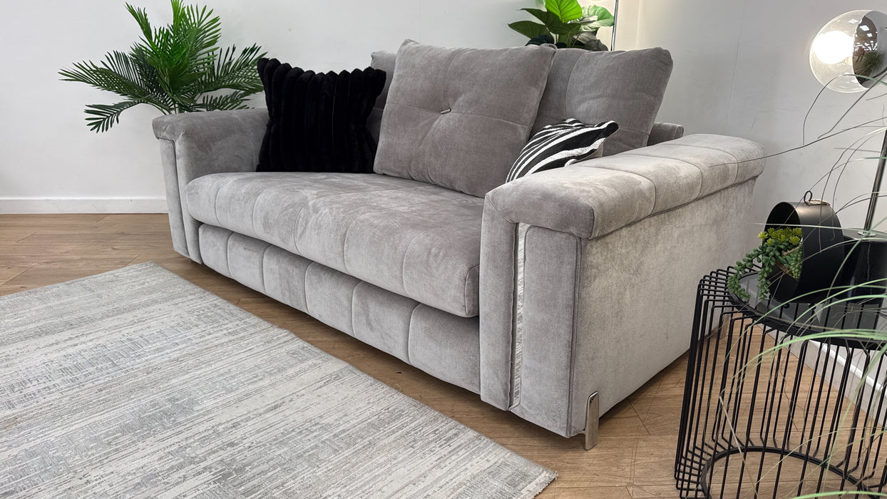 Sofology Oscar 2 Seater Fabric Sofa in Textured Chenille Silver