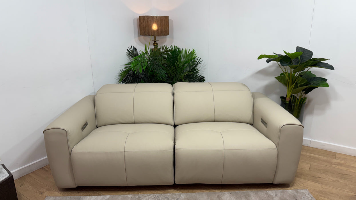 Sofology Riviera Leather 2.5 Seater Power Recliner/Headrest in Trusty Super Matt Stone