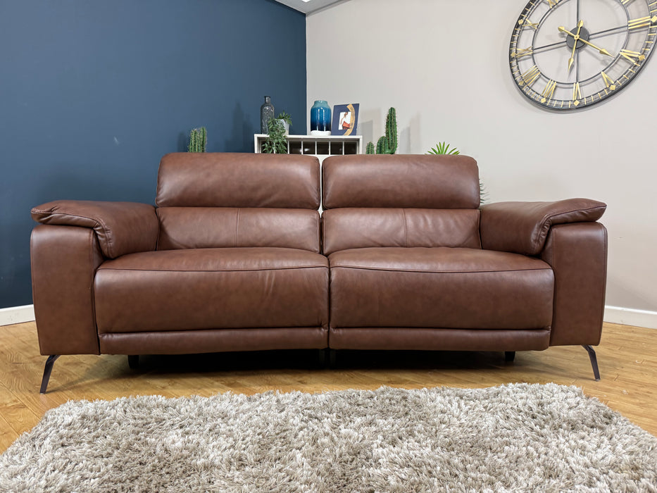 The Fratelli Leather 2.5 Seater - Trusty Embossed Chestnut - Power Headrest Power Recliner (WA2)