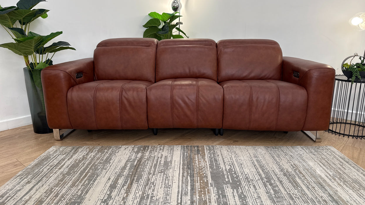 Sofology Marvella Leather 3 Power Recliner in Trusty Sheen Butterscotch