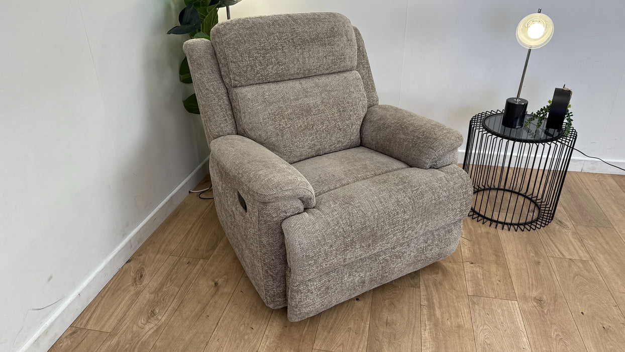 Sofology Gracie Fabric Chair Manual Recliner in Hopsack Chenille Linen