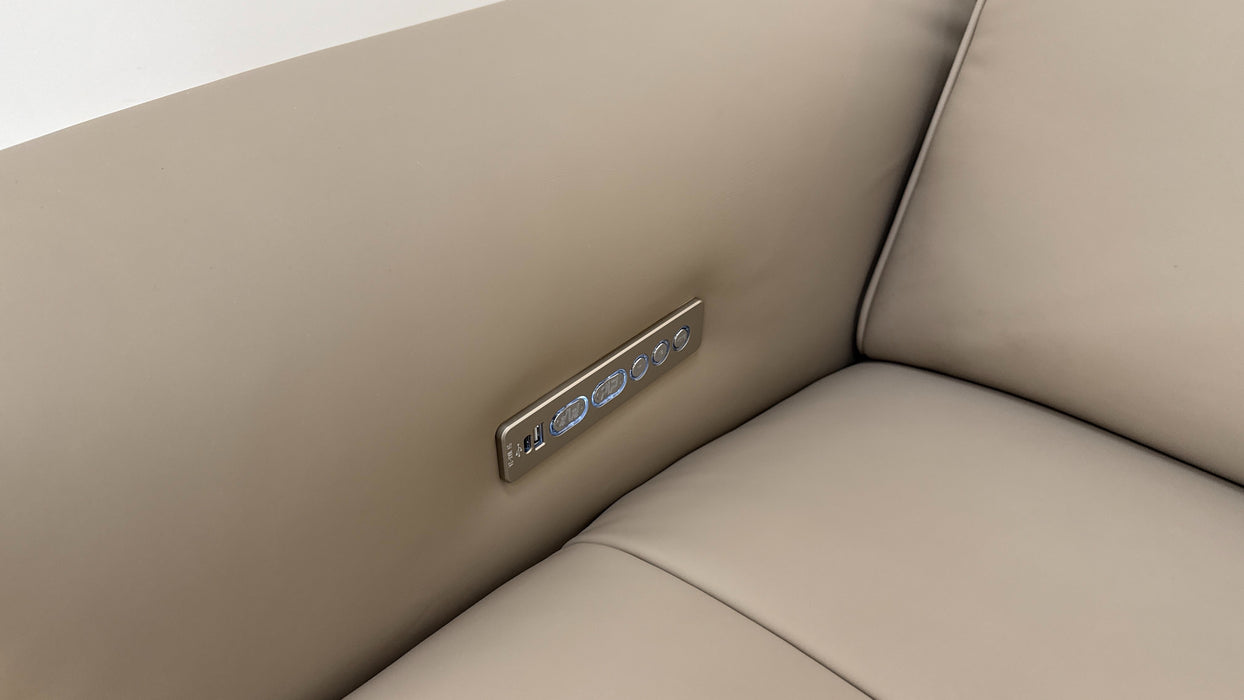 Sofology The Riviera Leather 2 Seater Power Recliner/Headrest in Trusty Super Matt Putty