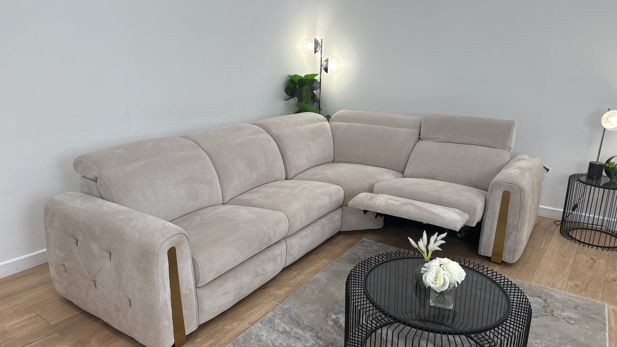 Sofology The Kingsbridge 3 Corner 1.5 Fabric Recliner Sofa in Relaxed Chenille Cotton