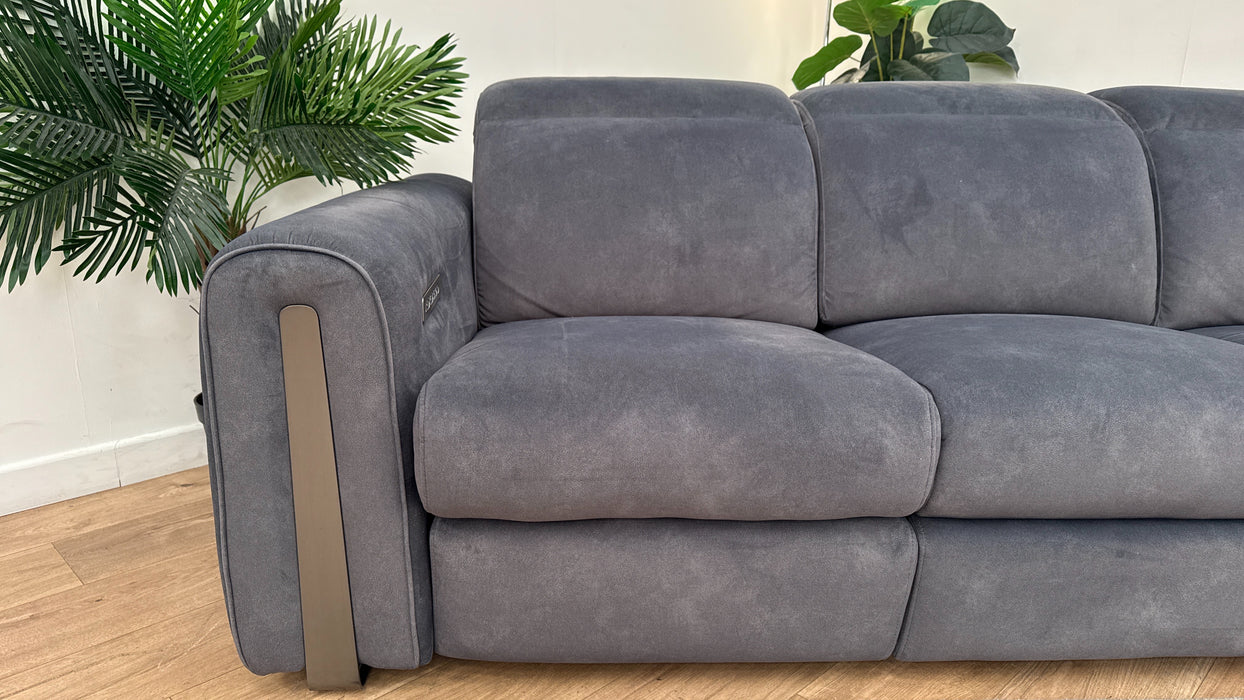 Sofology Kingsbridge Fabric 3 Seater Power Recliner/Headrest in Lifestyle Flecked Charcoal