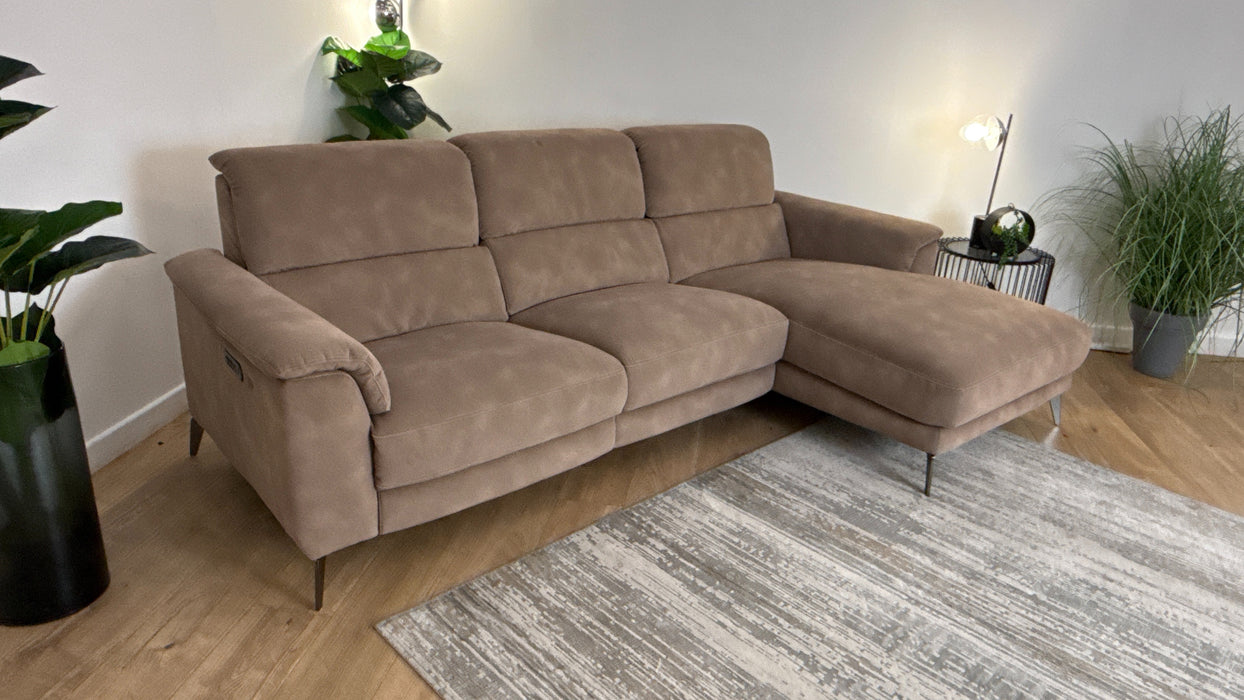 Sofology Illinois Fabric 3 Seater Chaise in Lifestyle Mottled Latte