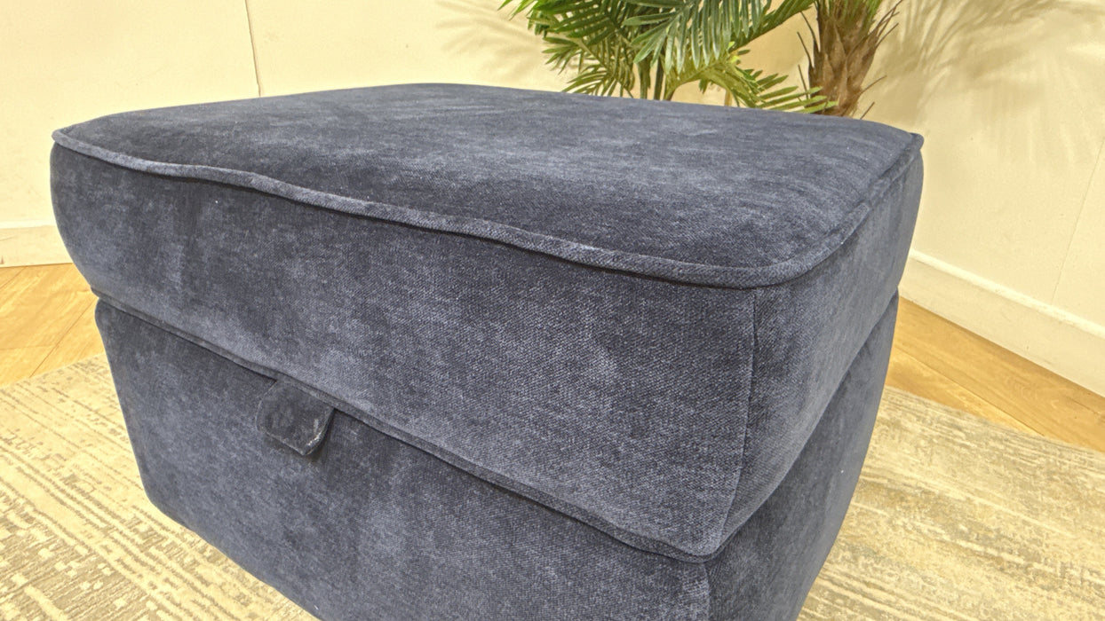 Sofology Mayfair Fabric Storage Footstool in Soft Chenille Navy All Over
