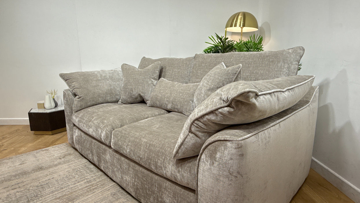 Sofology Georgio Fabric 3 Seater Feather Flex Seats in Luxe Chenille Stone Mix