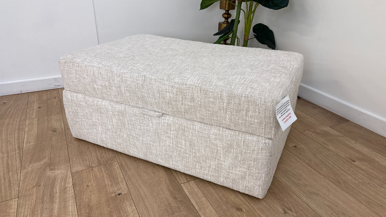 Sofology Cove Fabric Large Storage Footstool in Artisan Chenille Ecru