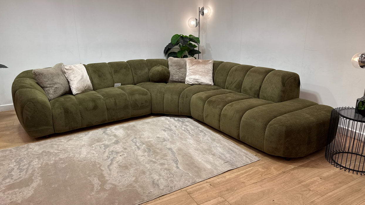 Sofology Waldorf Fabric 2 Corner 1.5 Chaise in Soft Sherpa Olive Mix