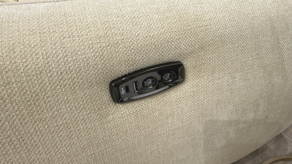 Sofology Larson 4 Seater Asymmetrical Fabric Sofa Single Power Recliner