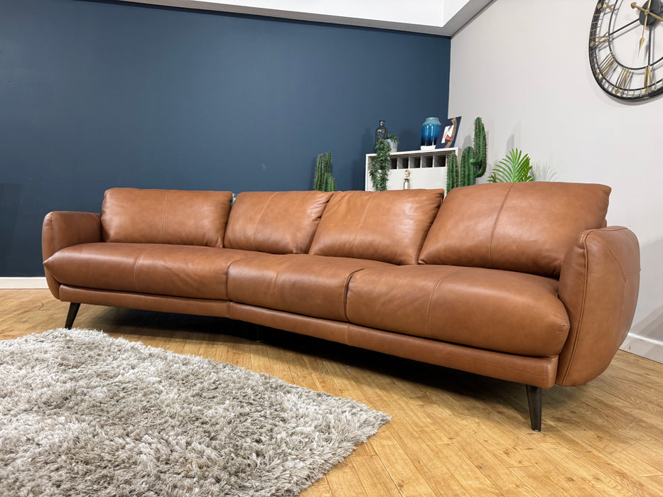 Adler Asymmetric Leather 4 Seater - Relaxed Soft Tan (WA2)