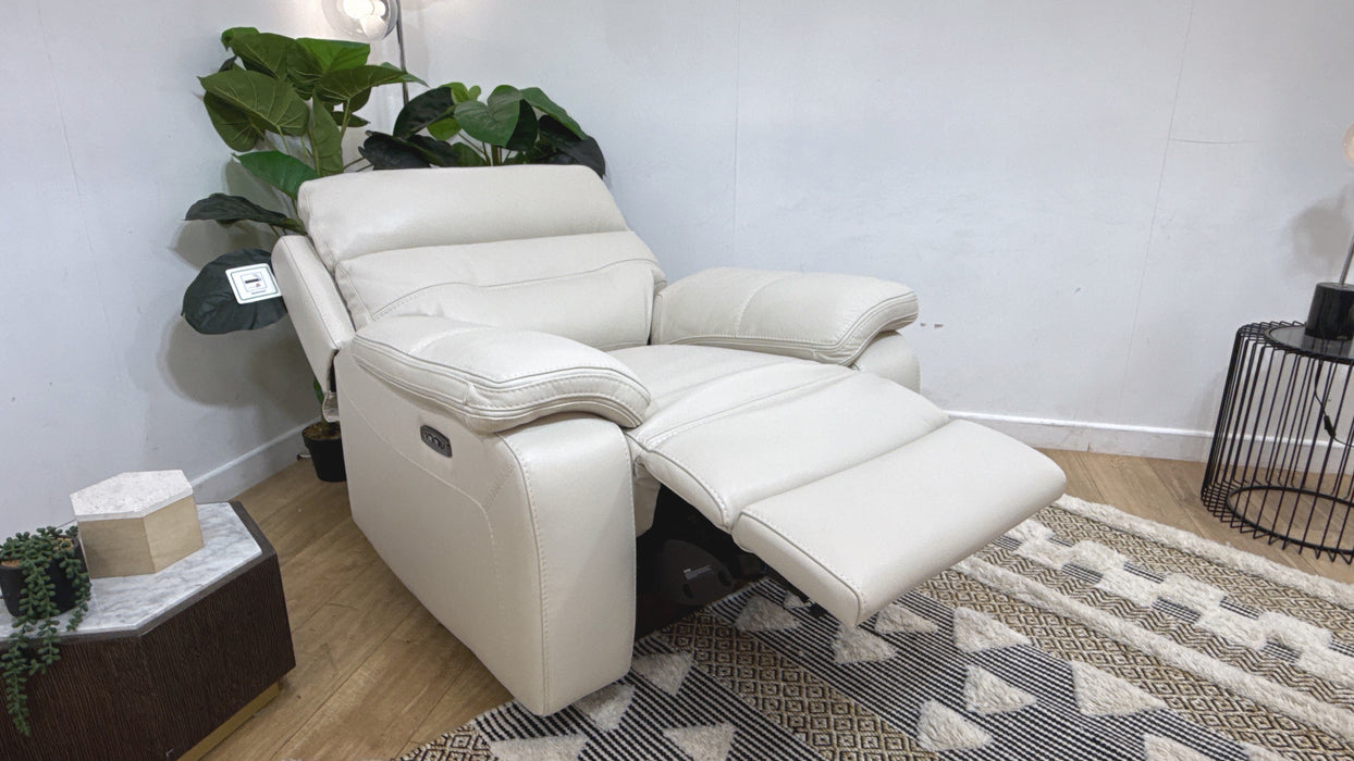 DFS The View Leather Power Recliner in Ivory