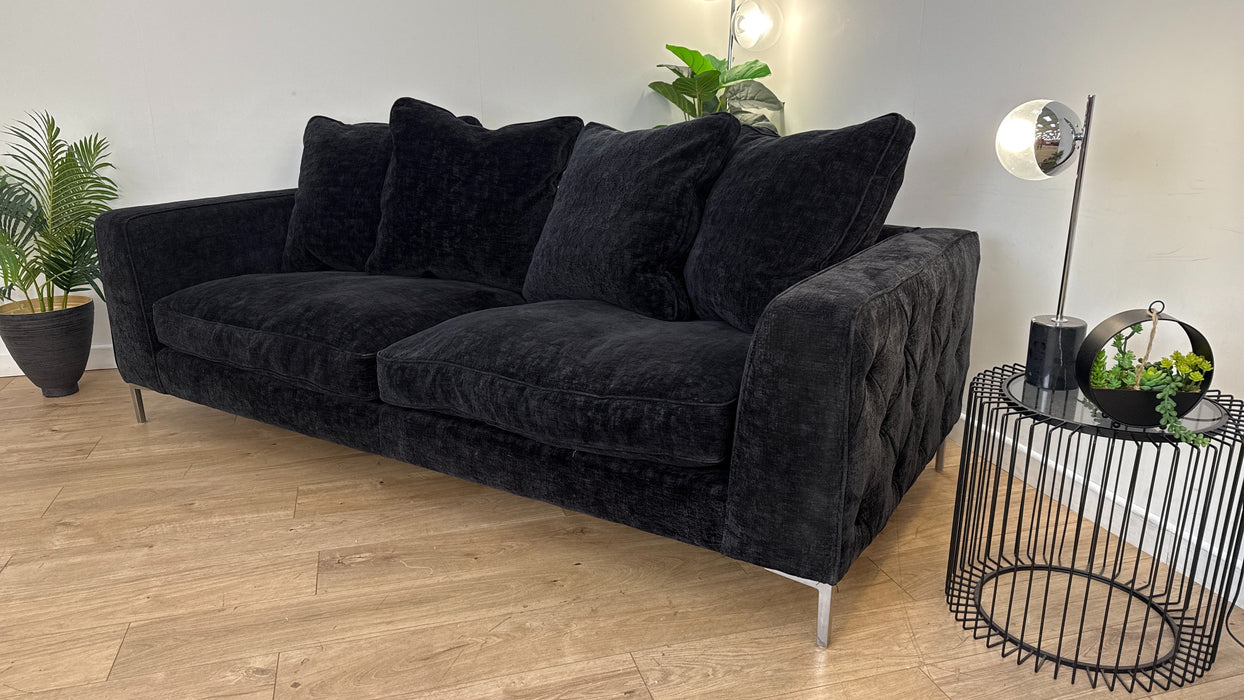 Sofology Rococo Fabric 4 Seater in Chunky Chenille Black Mix