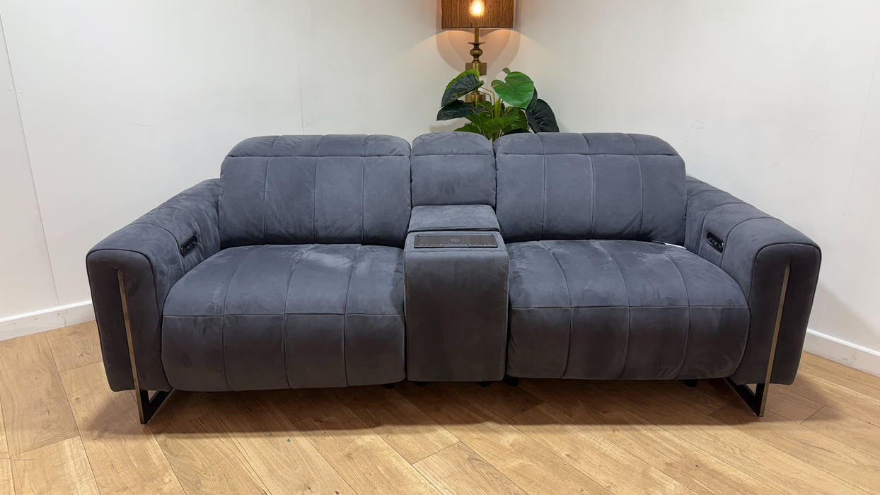 Sofology Paramount Fabric 2.5 Seater Console Power Recliner/Headrest Speakers in Lifestyle Flecked Charcoal